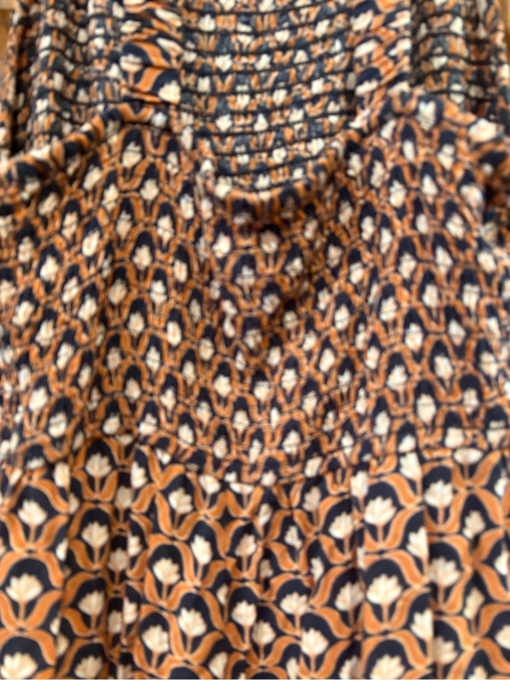 Jessica Simpson $89 High Rise Geometric Smocked Wide Leg Jumpsuit w/ Pockets S - Picture 3 of 7